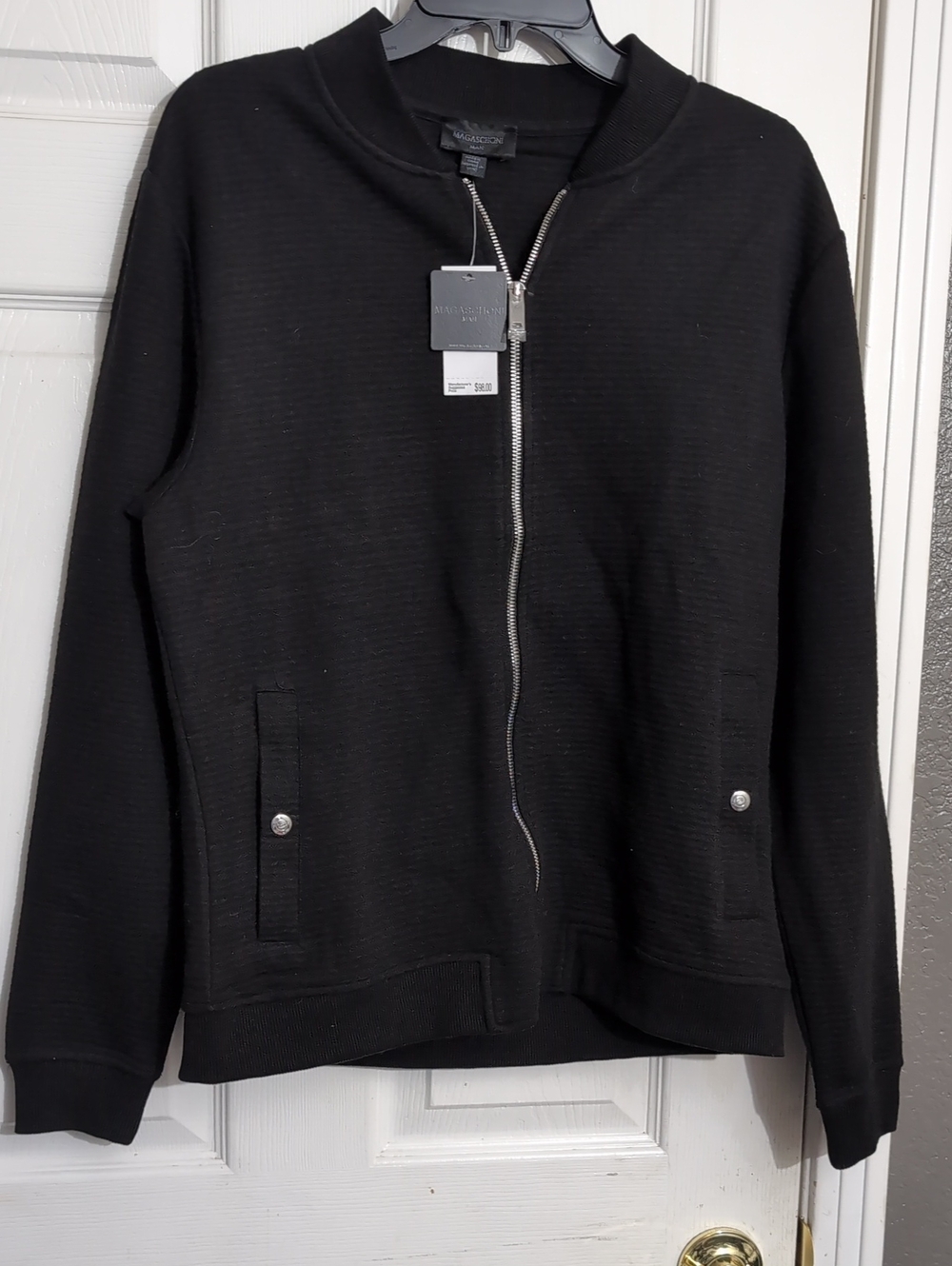 Magaschoni Black Zip-Up Bomber Sweater